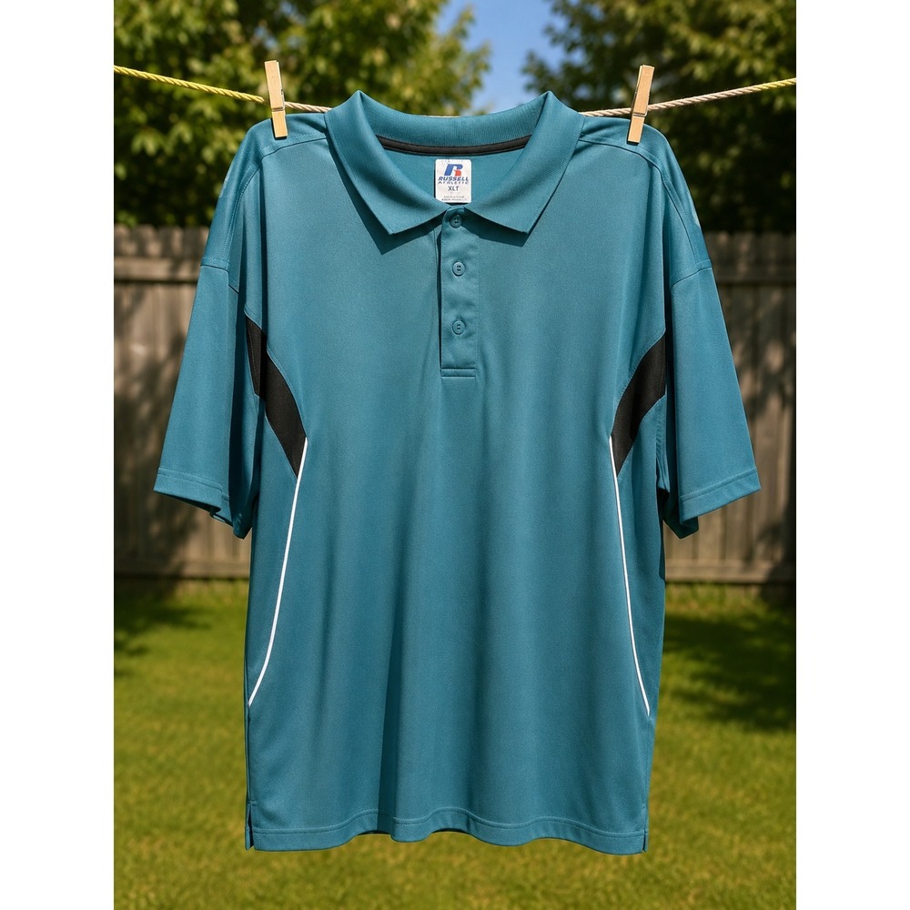 RUSSELL Athletic Dri-Power Polo Shirt Men's XLT Blue Moisture Wicking Activewear